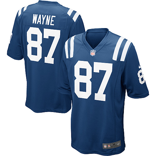 Men's Game Reggie Wayne Nike Jersey Royal Blue Home - #87 NFL Indianapolis Colts